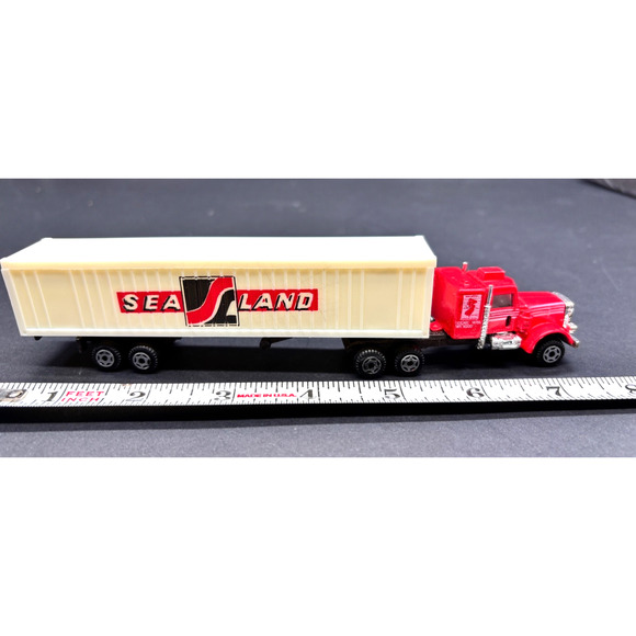 Vintage HO Scale 1/87 Die cast SEALAND SL Semi Truck, Red Tractor Trailer l - Picture 10 of 11